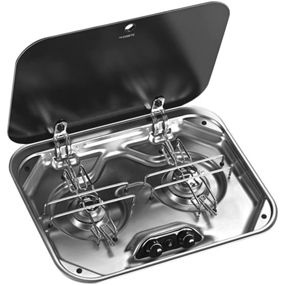 Dometic PI8002 2-burner gas hob with glass lid