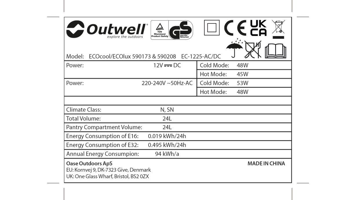 outwell ecocool slate grey cool box