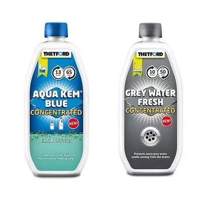 Thetford Motorhome Concentrate Duo Pack Aqua Kem Blue Eucalyptus/Grey Water  Fresh, Toilet Chemicals