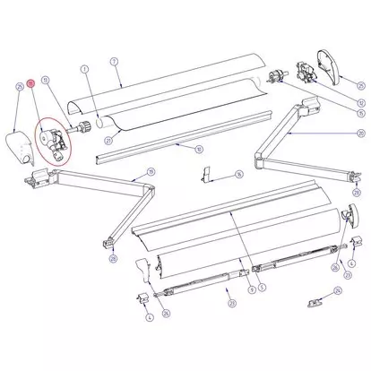 Thule Omnistor 6002 LH End Plate Gear Assembly Thule Awning